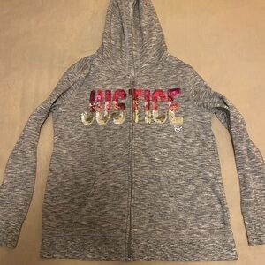 Justice Heather Gray Hoodie with Colorful Logo